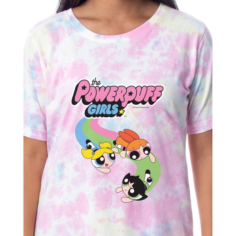 The Powerpuff Girls Women's TV Show Tie-Dye Nightgown Pajama Shirt Dress Multicolored, 2 of 5