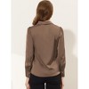 INSPIRE CHIC Women's Puff Long Sleeve Point Collar Vintage Button Work Satin Shirt - 3 of 4
