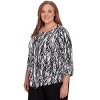 Puff Print Abstract Feather Top - 3 of 4