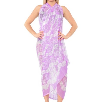LA LEELA Women's Bikini Skirt Sarong Swimwear Swim Cover Up Summer Wraps Swimsuit Beach Wrap Coverups for Women Beachwear One Size Purple,Abstract