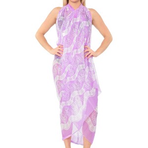 LA LEELA Women's Bikini Skirt Sarong Swimwear Swim Cover Up Summer Wraps Swimsuit Beach Wrap Coverups for Women Beachwear One Size Purple,Abstract - 1 of 4