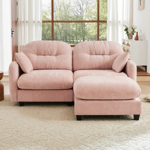 “Cloud” L-Shaped Sectional & Ottoman – Plush Chenille, Tufted High-Density Foam, Compact Corner Sofa for Living - 1 of 4