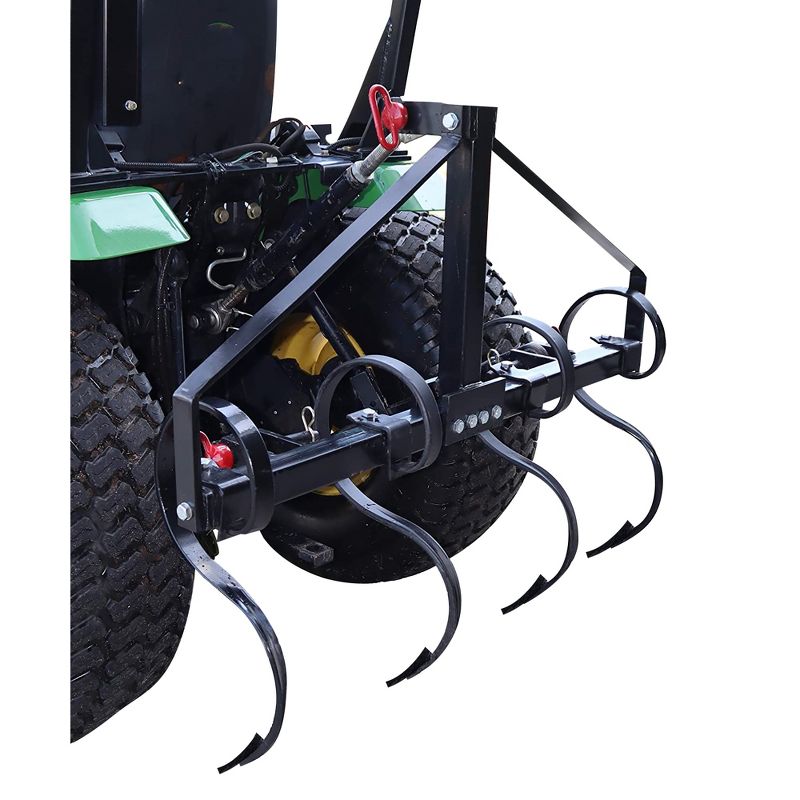 Field Tuff 43 Inch Steel Tow Behind Disc Cultivator Garden Bedder and Hiller Tractor Hitch 4 Piece Shank Attachment with Mounting Brackets, Black, 1 of 3