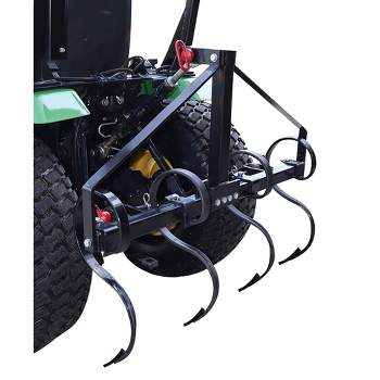Field Tuff 43 Inch Steel Tow Behind Disc Cultivator Garden Bedder and Hiller Tractor Hitch 4 Piece Shank Attachment with Mounting Brackets, Black