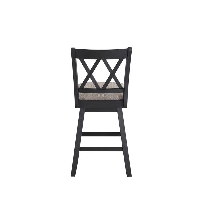 24" Beige and Black Wood Swivel Counter Stool