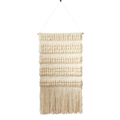 Saro Lifestyle Wall Hanging With Woven Braided Design, Ivory