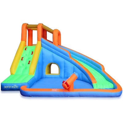 SereneLife Inflatable Bounce Water Slide with Pool & Spray Function - SLIS910