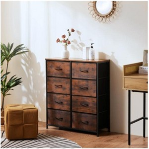 Gulches Modern Tall Fabric Storage Dresser, Brown, Wooden Top, 8 Drawers, Steel Frame, Anti-Tipping - 1 of 4