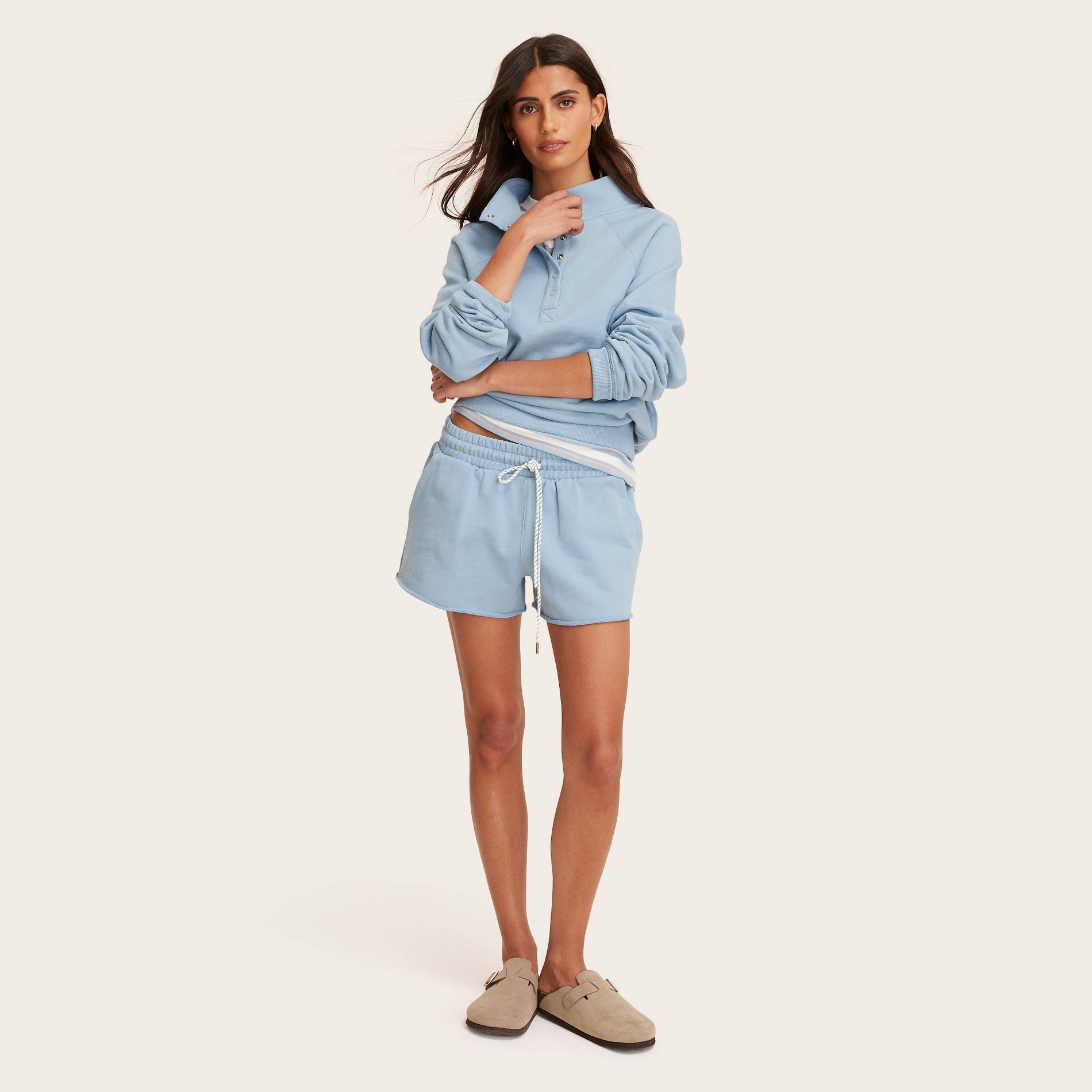 Women's Mid-Rise Pull-On Sweatshorts - Parke x Target Light Blue
