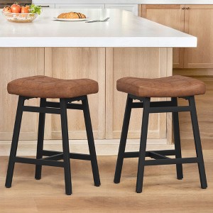 Arceso Counter Height Bar Stools Set, Barstools with Thick Faux Leather Saddle Seat & Heavy Duty Metal Legs,24Inch Kitchen Counter Stools - 1 of 4