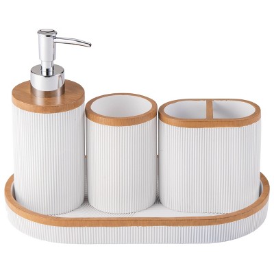 4pc Naomi Resin paint coated Bath Accessory Set White - KRALIX