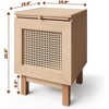 Homhougo Nightstand with Hidden Retractable Desktop,End Table Modern Rattan Nightstand, Wooden Side Table with Solid Wood Legs, Natural - 2 of 4