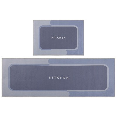 Unique Bargains Modern Waterproof Cushioned Non-skid Kitchen Mat Set Of 1  Navy Blue-2 18 X 47 : Target