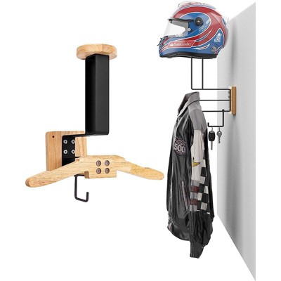 2 Wood Iron Wooden Equipment Organizer Police Equipment Solid Wood Hanger Wall Mounted Motorcycle Helmet Storage Rack Motorcycle Helmet Storage Rack