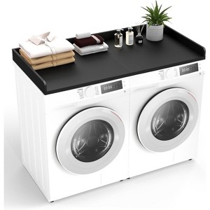 Zevemomo 27.5"x54" Washer Dryer Topper, Natural Wood Laundry Shelf for Over Washer Dryer, Folding Clothes Organizer,Black - 1 of 4