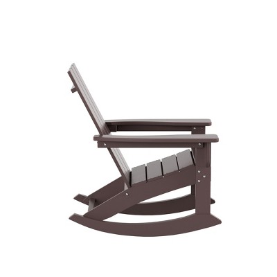 Dark Brown Plastic Adirondack Outdoor Rocking Chair