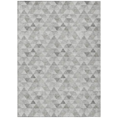 Silver Beige And Taupe Geometric Washable Indoor Outdoor Area Rug