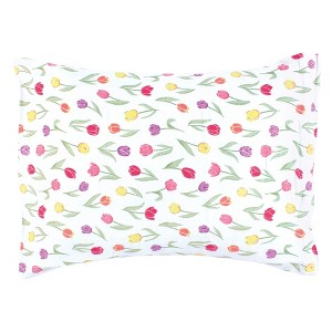 Hudson Baby Infant Girl Cotton Toddler Pillow Case, Spring Tulips, One Size - 1 of 2