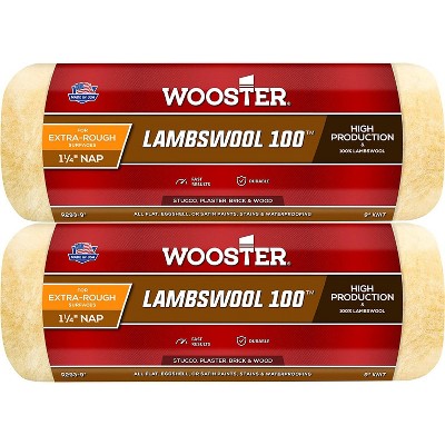 Wooster Genuine 9" Lambswool 100 1¼" Nap Roller Cover 2-Pack, R293-9-2PK