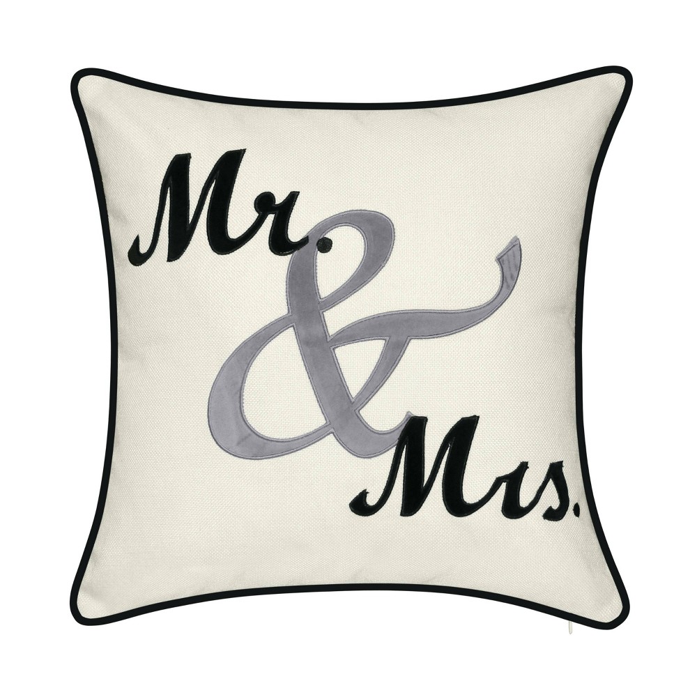 Photos - Pillow 17"x17" Celebrations Mr. & Mrs. Cursive Embroidered Applique Square Throw