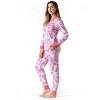 #FollowMe Women's Printed Henley Thermal Underwear Set with Jogger Pant - 2 of 3