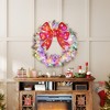HOMCOM 36in Flocked Pre-Lit Christmas Wreath with 3D Red Bow, Christmas Wreath for Front Door with 11 Lighting Modes, 140 LED Lights - 3 of 4