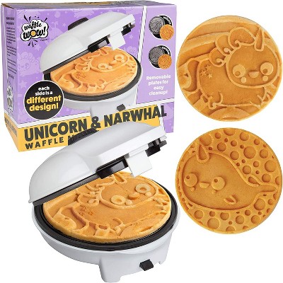 Waffle Wow! Giant 8" Pancake and Waffle Maker w Removable Plates- Makes large 8" Unicorn or Narwhal Pancakes that Makes Kid's Breakfast Fun
