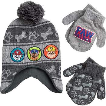 Paw Patrol Winter Hat and 2 Pair Gloves or Mittens Set, Boys Ages 2-7