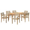 7 Piece Acacia Wood Outdoor Dining Set with Faux Wicker Chairs,Patio Dining Table Set for 6,Garden Dining Set for Deck or Backyard-Cuddlewood - 2 of 4