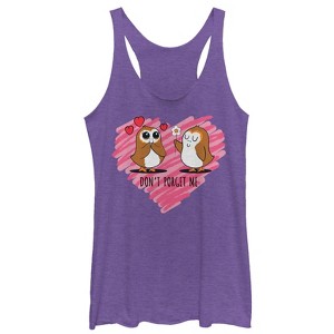 Women's Star Wars The Last Jedi Valentine Don't Porget Me Cartoon Racerback Tank Top - 1 of 3