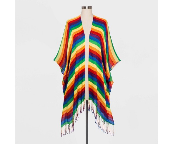 Pride Adult Striped Gender Inclusive Ruana - Rainbow One Size