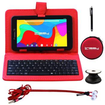 LINSAY 7" 64GB New Android 13 Tablet Super Bundle with Keyboard, Earphones and Pen Stylus