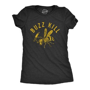 Womens Buzzkill T Shirt Funny Sarcastic Killer Bee Joke Knife Graphic Tee For Ladies - Crazy Dog Women's T Shirt - 1 of 4