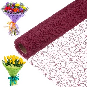 Unique Bargains Jacquard Net Mesh Flower Gift Wrapping Paper 180"x19.7" 1 Pc - 1 of 4