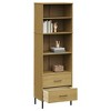 Bookcase with 2 Drawers Brown 23.6"x13.8"x70.9" Solid Wood OSLO - 3 of 4