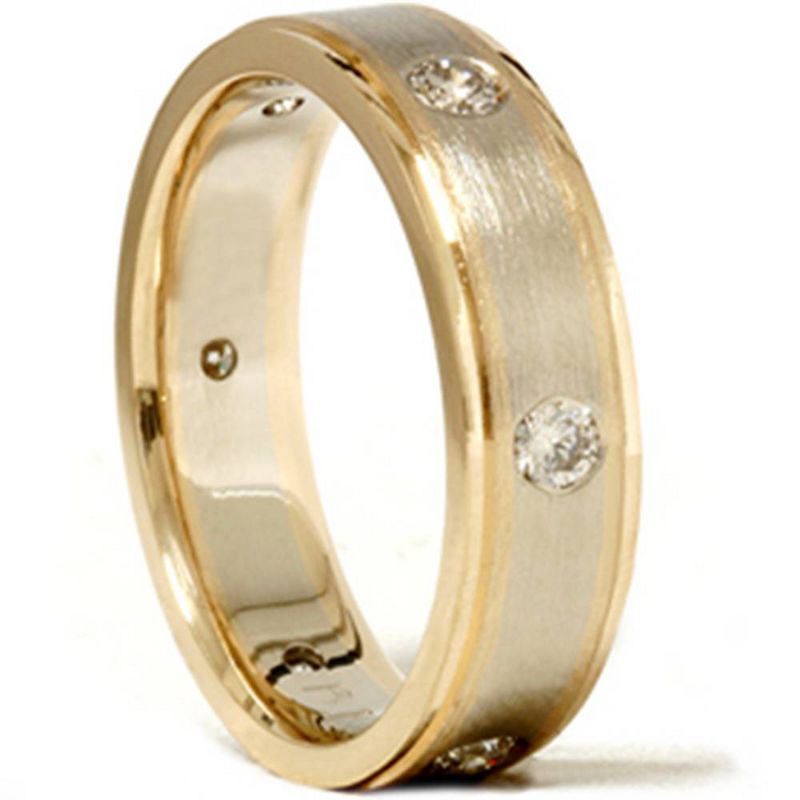 Pompeii3 Mens 3/4ct 14K Gold Diamond Comfort Fit Wedding Ring, 1 of 5
