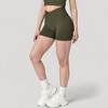 Anna-Kaci Active Women's High Waist Seamless Ribbed Biker Shorts with Crossover Waistband and Compression Fit - 3 of 4