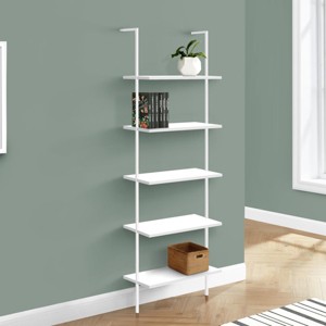 INFURNIC Decorative Bookshelf Bookcase Etagere 5 Tier Ladder Etagere Open Storage Shelf Modern Metal Frame, White, 23.75"*12"*72" - 1 of 4