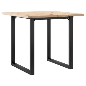 vidaXL Dining Table - Solid Wood Pine & Steel - O-Frame - Living Room/Kitchen/Dining Room - 31.5"x31.5"x29.7" - Brown Square Color - Rustic Look - 1 of 4