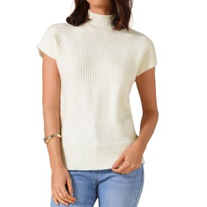 INSPIRE CHIC Women's Sleeveless Mock Neck Knitted Pullover Sweater Tops - 1 of 4