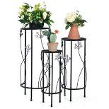 Costway 3 Pcs Metal Plant Stand Set Plant Pot Holder w/Crystal Floral Accents Round