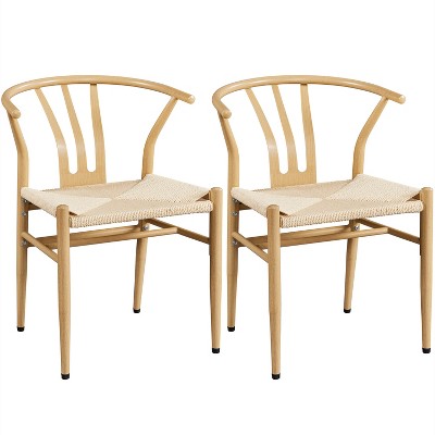 Yaheetech Set Of 2 Weave Arm Chairs Dining Chair, Wood : Target