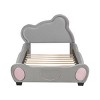 Twin Size Velvet Platform Bed With Bear-Shaped Headboard, Beds Platform With Bed-End Storage Pocket, Twin Bed Modern-Cuddlewood - 3 of 4