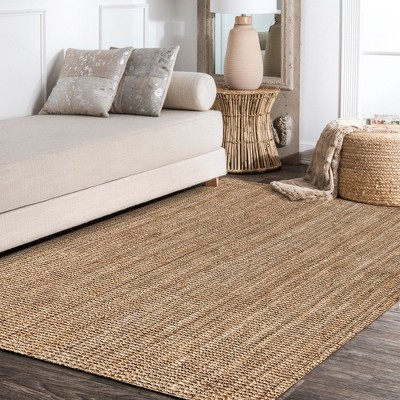 Handmade Braided Blue Jute 8' x 10' Reversible Area Rug