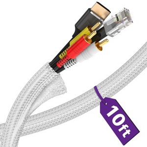 Fosmon 10ft Cable Sleeve Cover, Wire Cable Management, Wire Organizers for Cord Management, Audio Video Cable Power Cord Protectors from Pets No Chew - 1 of 4