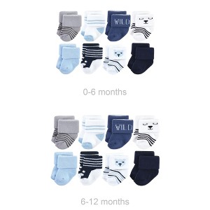 Hudson Baby Infant Boys Grow with Me Cotton Terry Socks, Bear Boys 8-Pack, 0-6 and 6-12 Months - 1 of 2