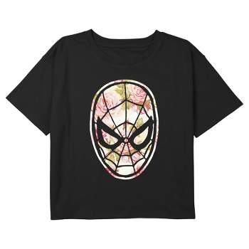 Girl's Marvel Spider-Man Floral Print Crop T-Shirt