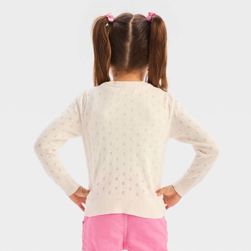 Toddler Girls' Solid Cardigan - Cat & Jack™ Off-White, 3 of 6