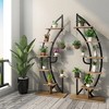 Tangkula 2 PCS 6 Tier 9 Potted Metal Plant Stand Curved Stand Holder Display Shelf w/ Hook - 2 of 4