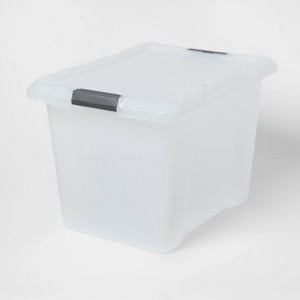 Large Frosted Latching Storage Box - Brightroom™: Stackable Clear Tote, 76L Capacity, Polypropylene, Universal Storage - 1 of 4